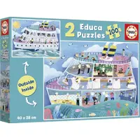 Educa Puzzle 2 Puzzles - Intérieur/Extérieur - Bateau - 100 à 149 pièces
