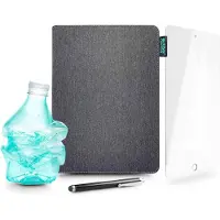 Urban Factory Pack Starter Eco Etui pour iPad 10.2" Gris + Protection d écran en verre trempé pour iPad 10.2" Transparent + S