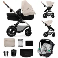 Kinderkraft MOOV 2 AIR Poussette 3 en 1 - Roues gonflables - Siège 2 en 1 - Inclus MINK PRO i-Size - Jusqu'à 27 kg - Capote UPF50+ - Gris