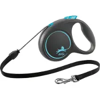 Flexi Laisse automatique Black Design M Corde 5m Bleu