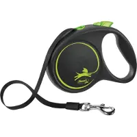 Flexi Laisse automatique Black Design M sangle 5 m couleur verte