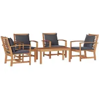 vidaXL Ensemble de canapés de jardin 5 pcs Nature bois massif teck