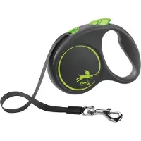 Flexi Laisse automatique Black Design S sangle 5 m couleur verte