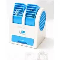 Zhouweishop Mini ventilateur de climatisation portable USB sans hélice, double couche, 11 x 11 x 13,5 cm, bleu