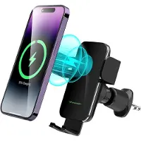 Wozinsky WEDZ-3Y8S clamp car holder with 15W inductive charger for phone on the air vent - black, Adaptateur pour véhicule, Noir