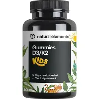 Natural Elements Gommes D3/K2 pour enfants - 120 gommes pour 2 mois / Saveur tropicale