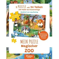 Auzou , Mon puzzle Zoo magique, Puzzle à partir de 5 ans, Puzzles pour enfants avec poster, Puzzle zoo passionnant, Pour 1 joueur à partir de 5 ans