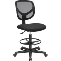 Songmics Tabouret Avec Repose-Pieds Circulaire, Hauteur Réglable, Siège Ergonomique Rotatif, Charge Maximale 120 Kg, Noir