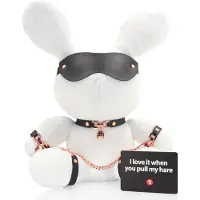 Shots Bondage Rabbit - menottes et bandeau BDSM - blanc