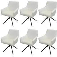 Mendler Lot de 6 chaises de salle à manger HWC-L91, chaise de cuisine accoudoir pivotant Auto-Position tissu/textile crème-beige