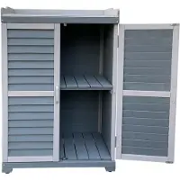 Helloshop26 Table De Jardin Avec Élément Bas Et Plan De Travail 99,7 Cm Gris 16_0002398