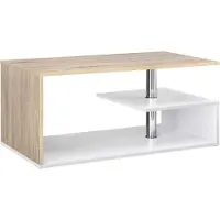 En.casa Table basse 'Haarlem' Table de salon 90 x 50 x 41 cm imitation chêne/blanc