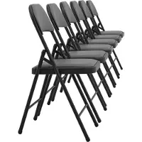 Pro-Tec Lot de 6 chaises de conférence pliantes, rembourrées, en métal et similicuir, gris
