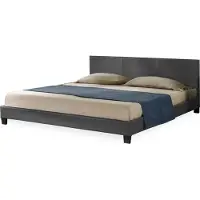 Corium Lit double 'Albacete' Lit rembourré 180x200cm Cadre de lit Lit à lattes gris foncé