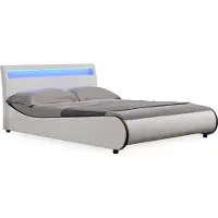 Corium LED Lit rembourré 'Valencia' 180x200cm blanc avec bord noir