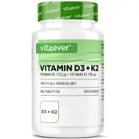Vit4ever Vitamine D3 5000 I.E. 125 µg + K2 100 µg 365 Comprimés
