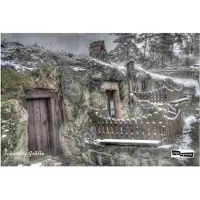 Pappnoptikum Calendrier de l'Avent en papier avec des habitations troglodytes de Langenstein, dans le Harz, 38 x 27 cm