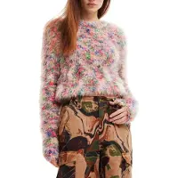 Desigual Femmes, Pull-over, Rosa Polyamide Women Sweater, Pink, Rose, (XL)