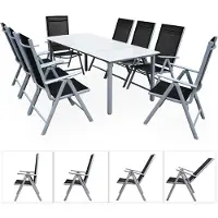 Casaria Table et chaises de jardin Bern noir gris en alu 9pcs