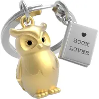 Metalmorphose Schlüsselanhänger Owl & Book, Argent