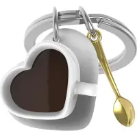 Metalmorphose Porte-clés Love Café, Argent, Marron, Blanc, Or