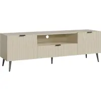 En.casa Meuble TV 'Nand' avec tiroir et 2 portes cannelées 160 x 40 x 51 cm Sable