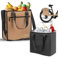 MIVELO - Sac à vélo pour les courses - Capacité de 25 litres et sac réfrigérant amovible - Polyester - Beige