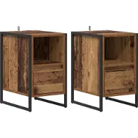 vidaXL Table de chevet avec tiroir 2 pcs Bois Ancien 39,5 x 30 x 50 cm