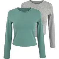 STUDIO SELECT T-shirt 'Branka' gris chiné / émeraude