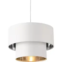Lux.pro Suspension Lopar E27 Plafonnier Lampe à suspendre 30 cm Métal Tissu Blanc-Argent