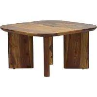 FineBuy Table basse en bois massif de Sheesham 60cm carrée - Table de salon en bois véritable, faite main, aux bords arrondis et au design moderne