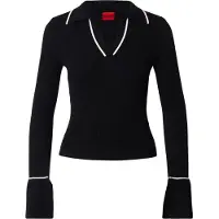 HUGO pour femme. 50554077 Pull Samur noir (XS), Casuel, Viscose