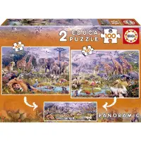 Educa Puzzle 2 en 1 Panoramique Animaux Sauvages 18606