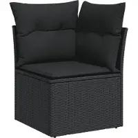vidaXL ensemble de salon de jardin 4 pièces avec coussins Noir Poly Rattan
