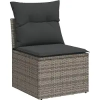 vidaXL salon de jardin 5 pièces avec coussins Gris Poly Rattan