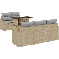 vidaXL Ensemble de canapés de jardin , 6 pièces, en résine tressée, beige et gris clair
