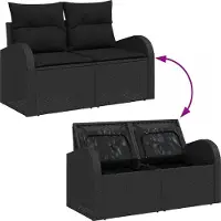 vidaXL Ensemble canapé de jardin avec mémoire 5 pcs noir poly rotin