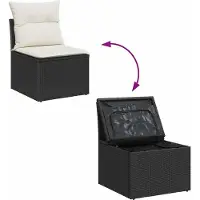vidaXL Ensemble de canapé de jardin avec mémoire 7 pcs noir poly rotin