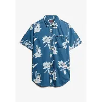 Superdry pour homme. M4010936A Chemise bleue Loom (XL), Casuel, Coton, Manche courte