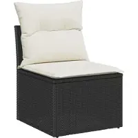vidaXL Ensemble canapé de jardin avec coussins 4 pièces Noir Poly-rotin