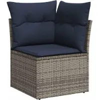 vidaXL Ensemble de salon de jardin 5 pièces avec coussins Gris Poly rotin