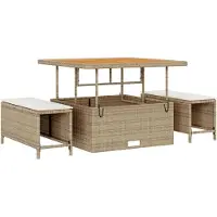 vidaXL Ensemble de canapés de jardin , couleur beige et crème, en polyrotin