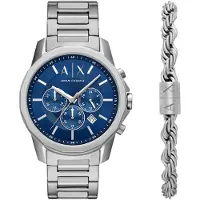 Armani Exchange Montre à affichage analogique bleu foncé / argent