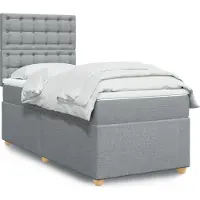 vidaXL Lit boxspring avec matelas gris clair 140x190 cm Tissu