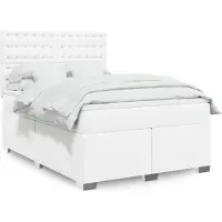 vidaXL Lit boxspring avec matelas blanc 140x190 cm similicuir