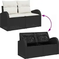 vidaXL Ensemble de canapé de jardin avec coussins avec coussins 7 pcs noir Poly rotin
