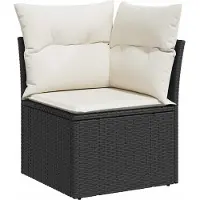 vidaXL Ensemble de canapé de jardin avec coussins 7 pcs noir poly rotin