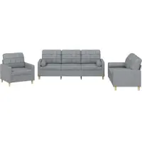 vidaXL Ensemble de canapés 3 pièces avec coussins Tissu gris clair