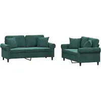 vidaXL Ensemble de canapés 2 pièces avec coussins vert foncé velours