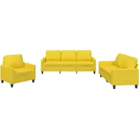 vidaXL Ensemble de canapés 3 pièces avec coussins Tissu jaune clair